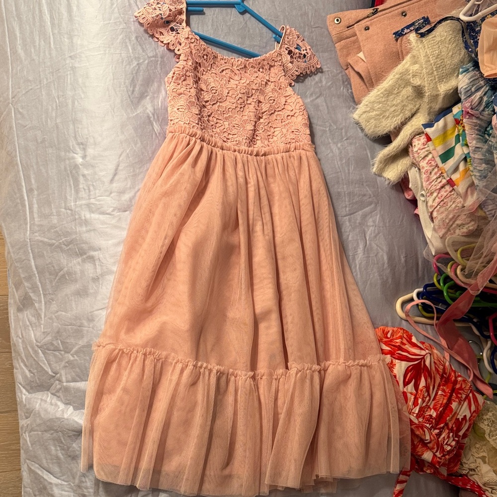 Elegant Pink Lace Kids Dress